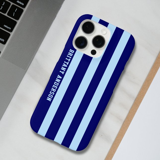 Blue and White Stripes Pattern Personalised Case-Mate iPhone Case (Creator Uploaded)