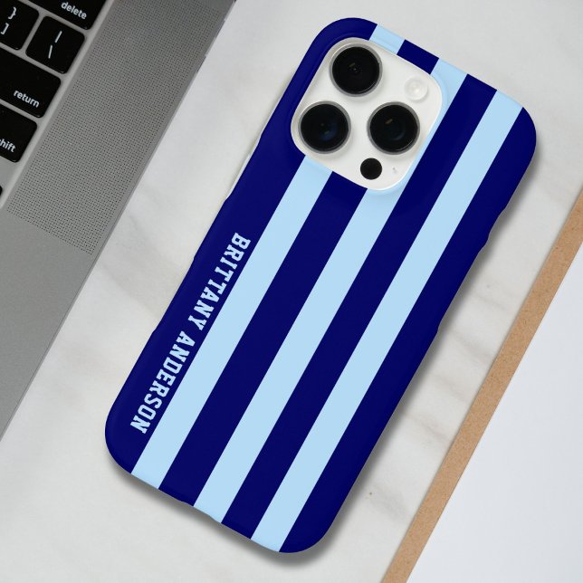 Blue and White Stripes Pattern Personalised Case-Mate iPhone Case (Creator Uploaded)