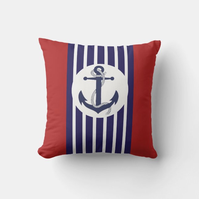 Blue And White Stripes With Anchor Cushion (Front)