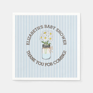 Blue and White Stripes with Mason Jar Baby Shower Napkin
