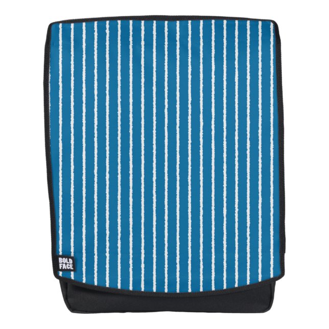 Blue and White Stripes with Uneven Lines Backpack (Front)