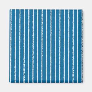 Blue and White Stripes with Uneven Lines Magnet