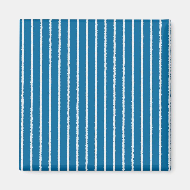 Blue and White Stripes with Uneven Lines Magnet (Front)