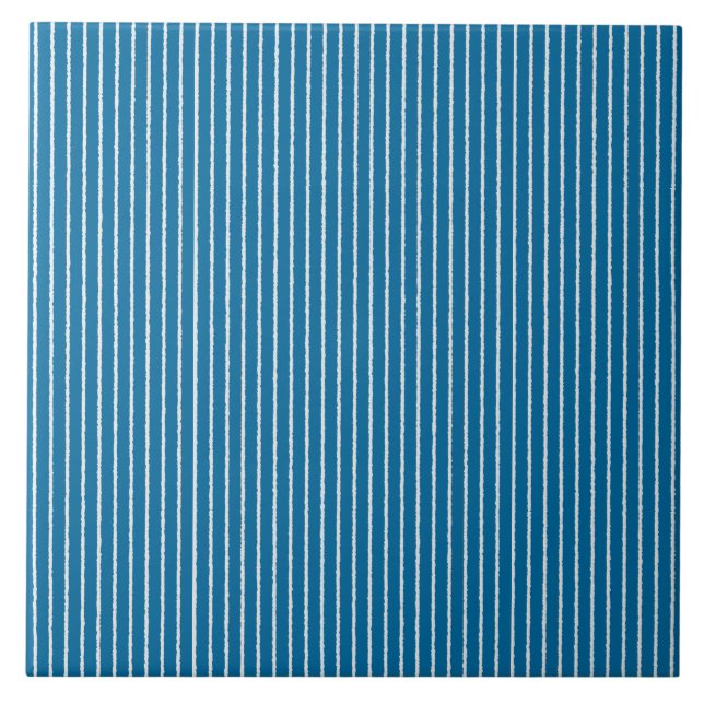 Blue and White Stripes with Uneven Lines Tile (Front)