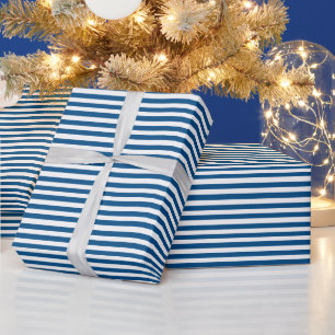 Blue and White Stripes Wrapping Paper