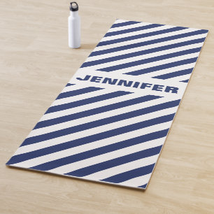 Blue And White Stripes Yoga Mat