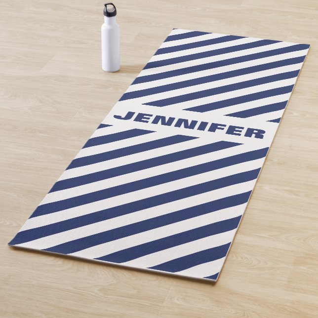 Blue And White Stripes Yoga Mat (In Situ)