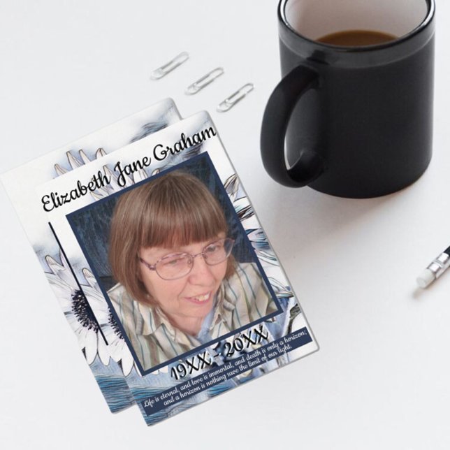 Blue and White Sunflower Art | Photo and Quote Thank You Card (Creator Uploaded)