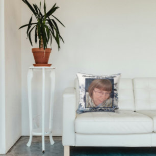 Blue and White Sunflower Art   Photo   Funeral     Cushion