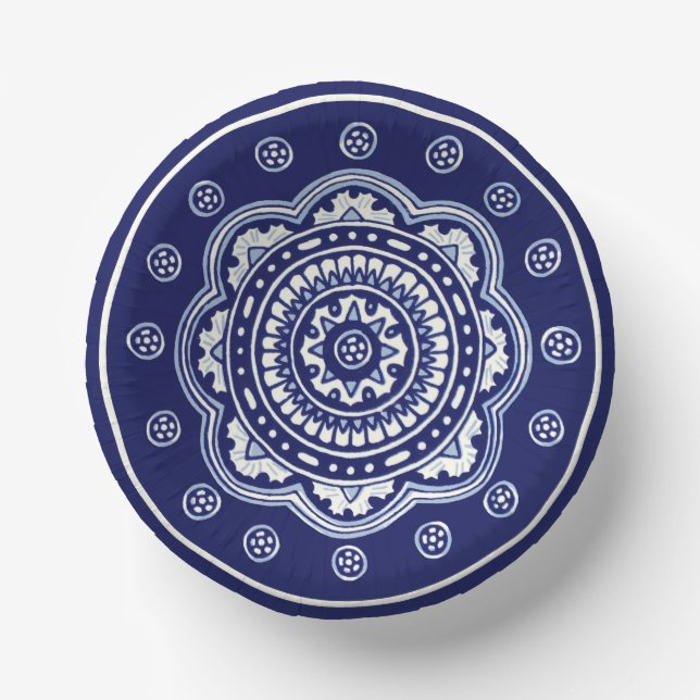 Blue and White Talavera Five Paper Plate (Front)