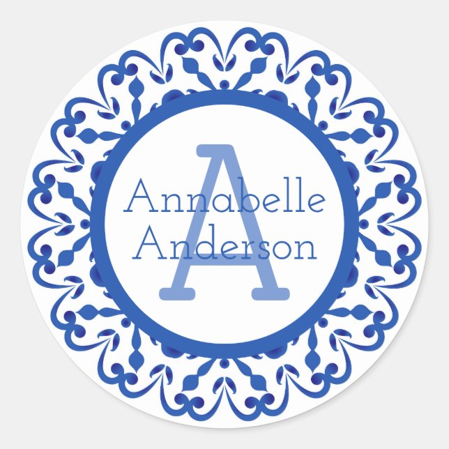 Blue and White Talavera Personalise Sticker (Front)