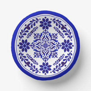 Blue and White Talavera Three Paper Plate