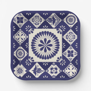 Blue and White Talavera Tile Paper Plate