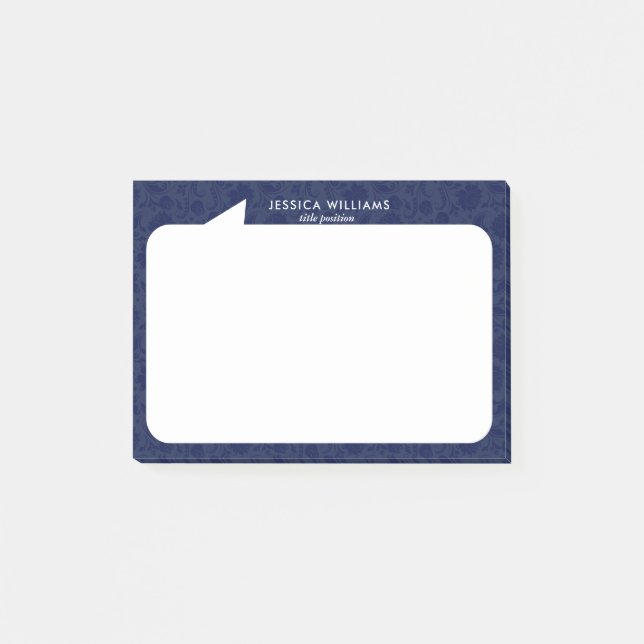 Blue and white talk bubble Custom Name Post-it Notes (Front)