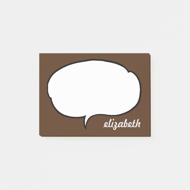Blue and White Talk Bubble Personalised Name Post-it Notes (Front)
