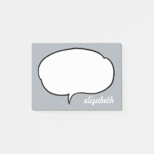 Blue and White Talk Bubble Personalised Name Post-it Notes