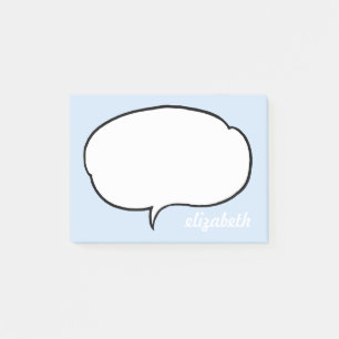 Blue and White Talk Bubble Personalised Name Post-it Notes