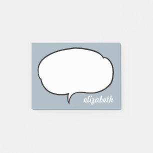 Blue and White Talk Bubble Personalized Name Post-it Notes
