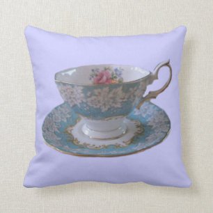 Blue and White Tea Cup and Saucer Pillow