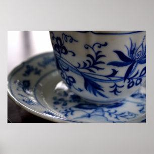 Blue and White Tea Cup Poster