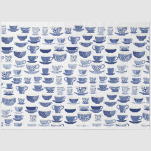 Blue and white teacup pattern tissue paper