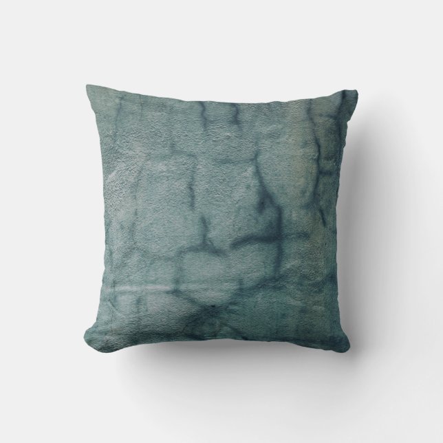 Blue and white textile with water droplets cushion (Front)