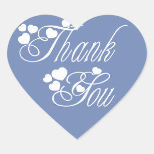 Blue And White Thank You Love Hearts - Wedding Heart Sticker