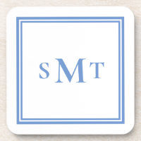 Blue and White Three Letter Monogram