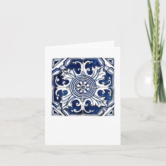 Blue and White Tiles from Porto, Portugal Card (Front)