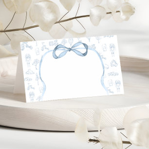 Blue and White Toile Baby Shower Place Card