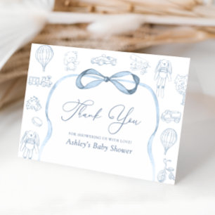 Blue and White Toile Baby Shower Thank You Card