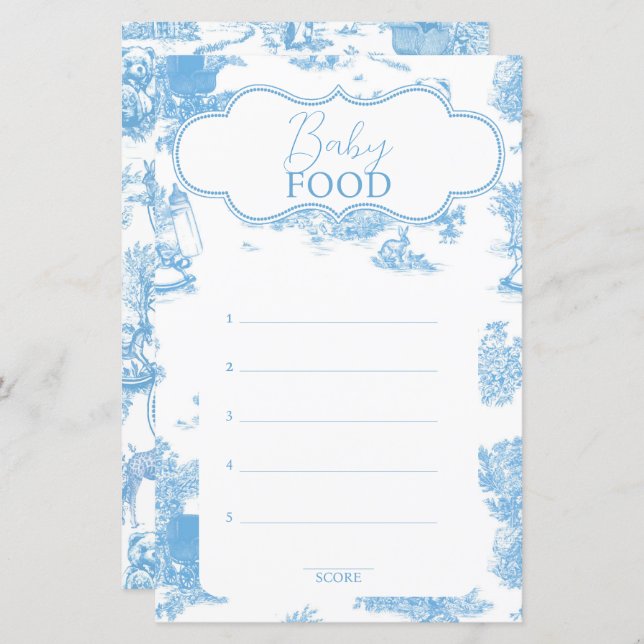 Blue and White Toile de Jouy Baby Shower (Front/Back)