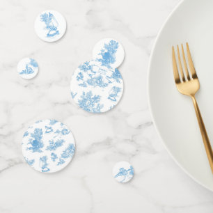 Blue and White Toile de Jouy Baby Shower Confetti