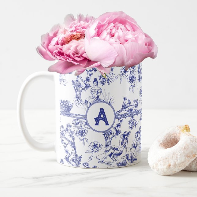 Blue and White Toile de Jouy Bridal Shower Coffee Mug (Creator Uploaded)