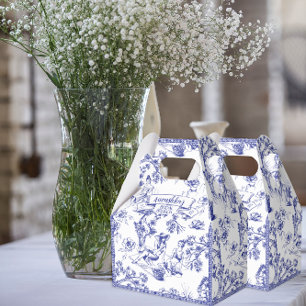 Blue and White Toile de Jouy Bridal Shower Favour Box