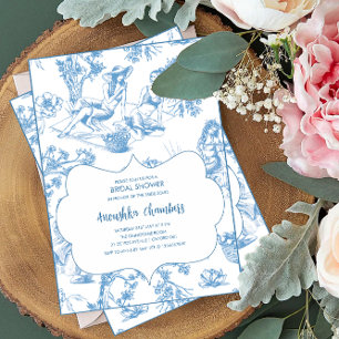 Blue and White Toile de Jouy Bridal Shower Invitation