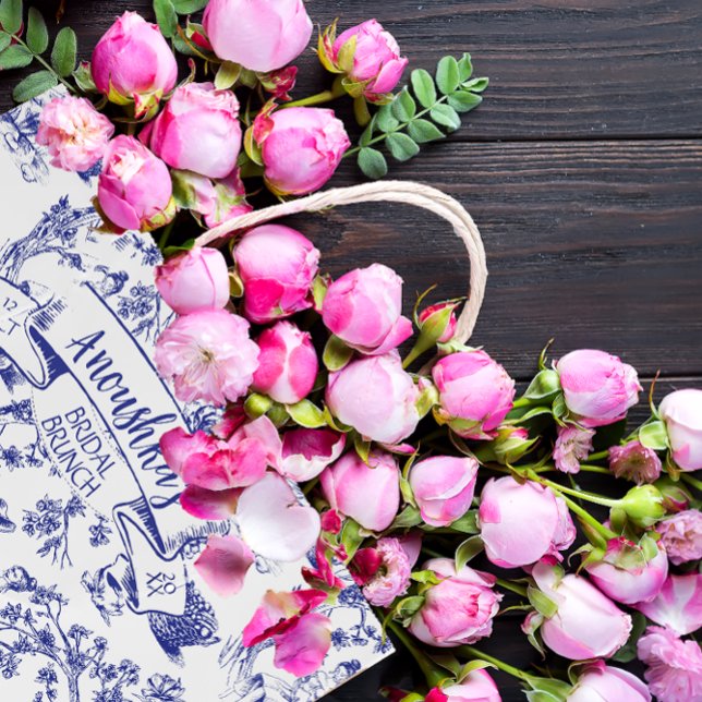 Blue and White Toile de Jouy Bridal Shower Large Gift Bag (Creator Uploaded)