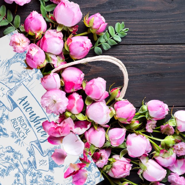 Blue and White Toile de Jouy Bridal Shower Medium Gift Bag (Creator Uploaded)