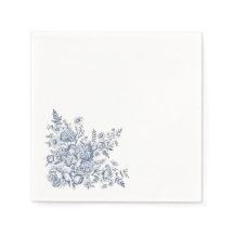 Blue and White Toile De Jouy Cocktail Napkins