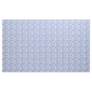 Blue and White Toile De Jouy Vintage Floral Fabric