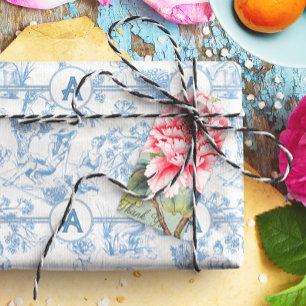 Blue and White Toile Tissue Paper