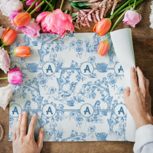 Blue and White Toile Wrapping Paper