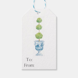Blue and White Topiary Gift Tag