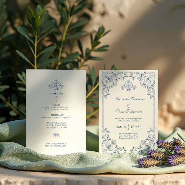 Blue and White Traditional Decorative Frame Invitation (Creator Uploaded)