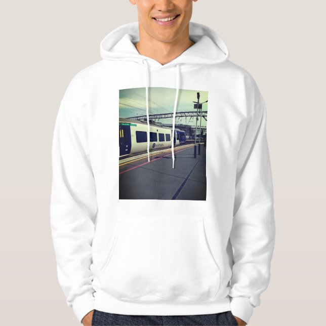 Blue and white train  hoodie (Front)