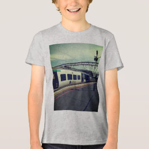 Blue and white train Tri-Blend shirt
