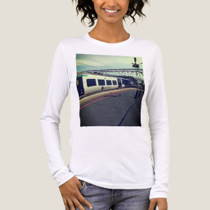 Blue and white train Tri-Blend shirt