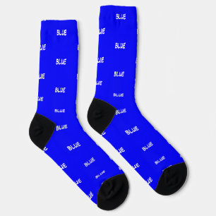 Blue and White Typography Primary Colour Socks