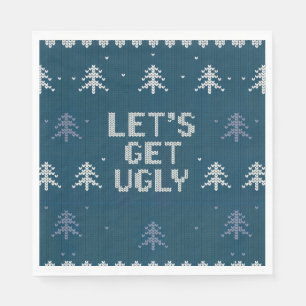 Blue and White Ugly Sweater Party Hanukkah Winter Napkin