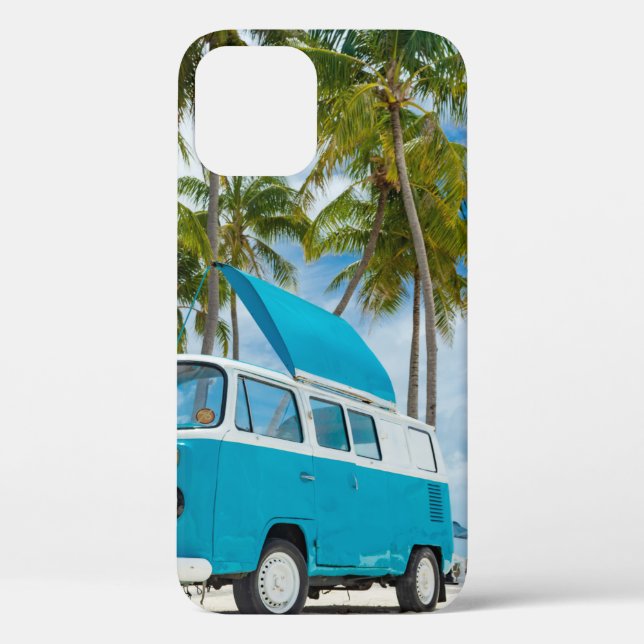 Blue and white van on beach Case-Mate iPhone case (Back)